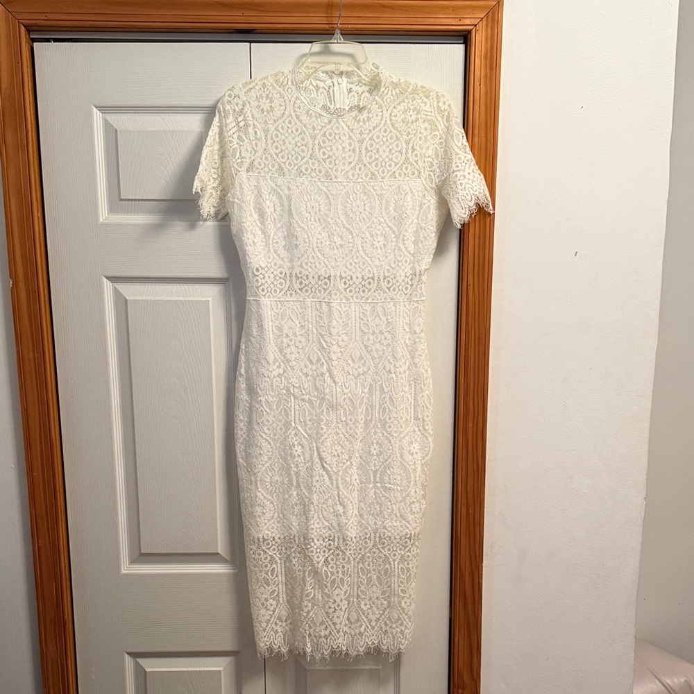 Just Me Ivory Lace Midi Dress